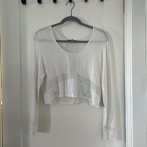White Long Sleeve Crop Top with eyelets